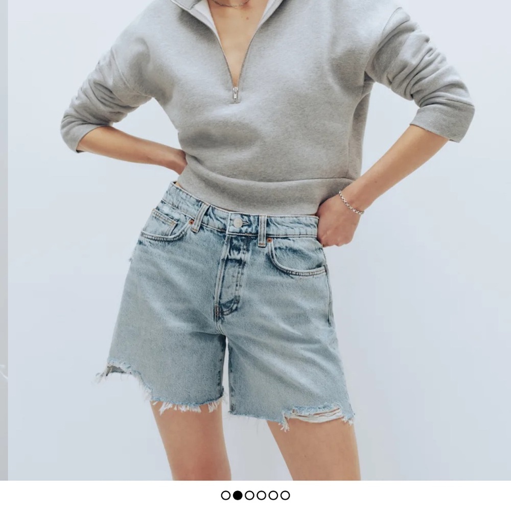 Reformation Blue Jean Shorts High-Waisted Relaxed Fit
